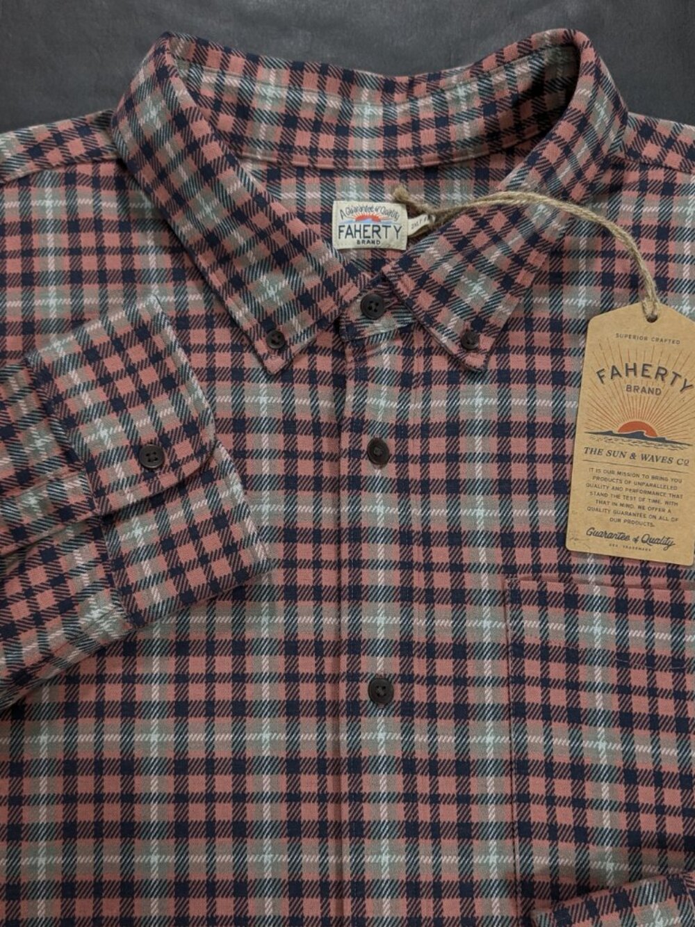 Faherty Men Size 2XLT 3XLT 4XL Plaid Coastline Knit Long Sleeve Button Up Shirt